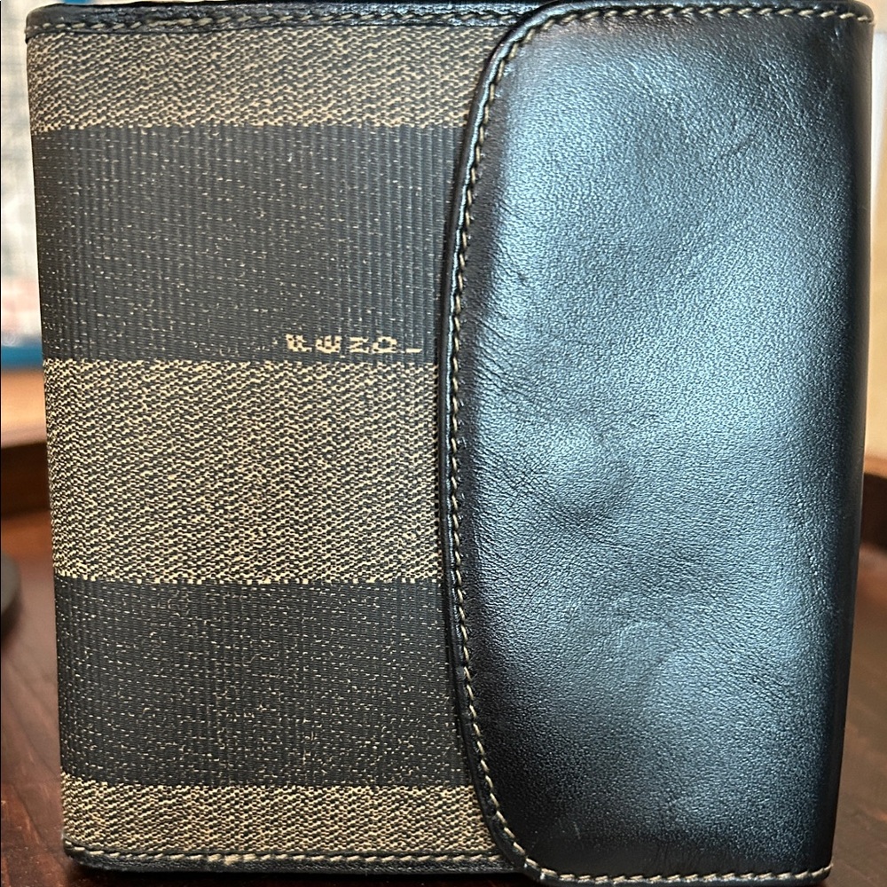 Fendi Black and Tan Striped Wallet